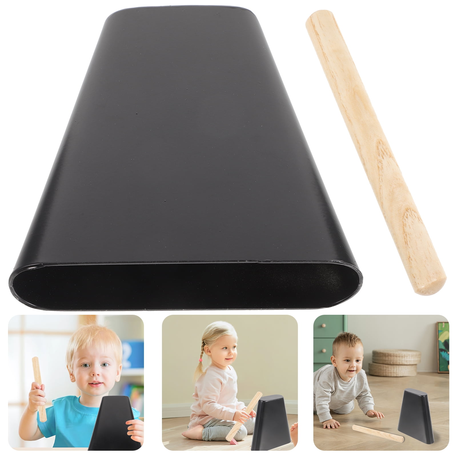 6 Inch Metal Cowbell With Wooden Stick Percussion Cow Bells Noise Maker