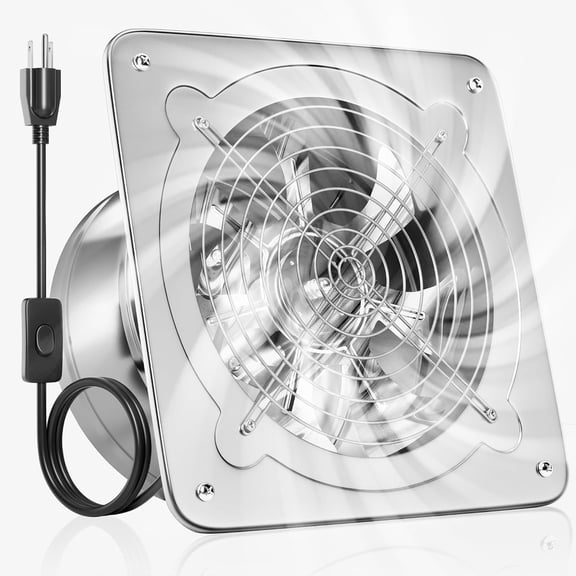 6-Inch Metal Exhaust Fan, 294CFM Vent Fan for Garage with , Wall-Mounted Attic Ventilation with Backdraft Damper, Extractor Fan for Stove Bathroom Kitchen Chicken Coop Shed,