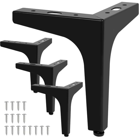 6 Inch Metal Furniture Legs - Set of 4 Modern Iron Diamond Triangle Feet, Black, for Sofa, Cabinet, Chair, Bed, and More Black Inches