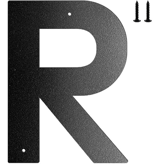 6 Inch Metal House Numbers and Letters, Black Modern Address Plaque for Outside, Weatherproof House Number Sign for Mailbox, Door, Apartment, Garden,R