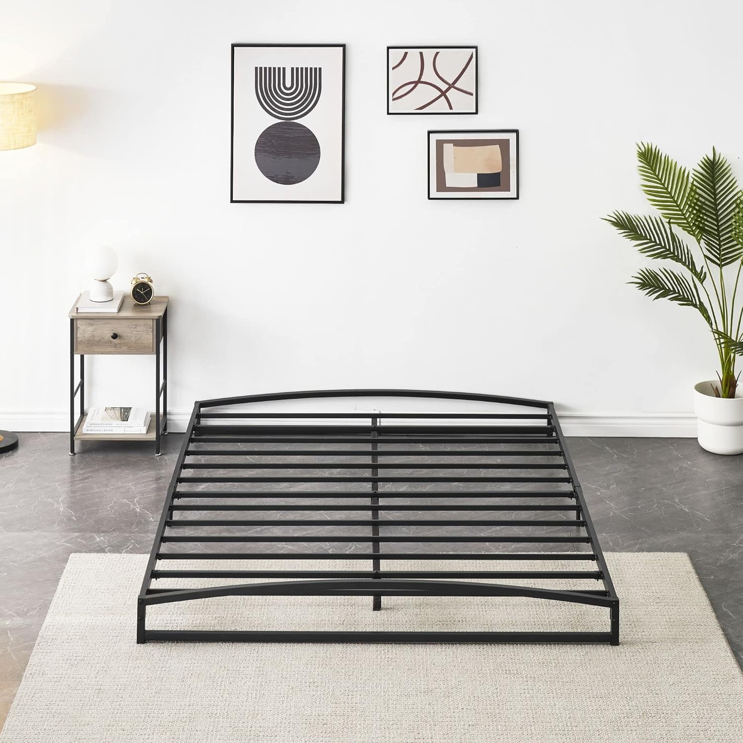 ADORNEVE Floating Queen Bed Frame With RGB LED Lights, Metal Floating Platform Queen Bed, Under Bed Storage, Stable Structure,No Box Spring Needed, Easy Assembly,Vintage Brown & Black