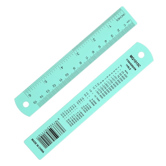 Uxcell 6 inch Metal Ruler, Aluminum Alloy Metric Ruler with Inches and Centimeters Precision Measuring for Office Engineering Drafting, Light Blue Green