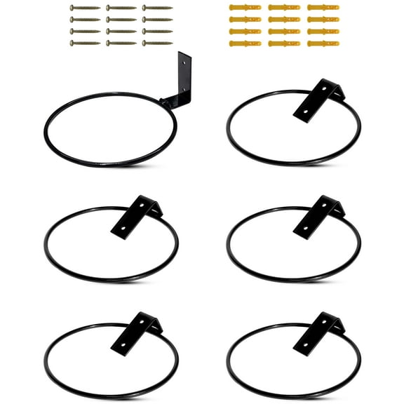 6 Inch Metal Wall Mounted Plant Holder - 6 Pack Flower Pot Hanger Rings, Wall Planter Ring Holders Bracket Hooks Heavy Duty for Indoor and Outdoor Decor