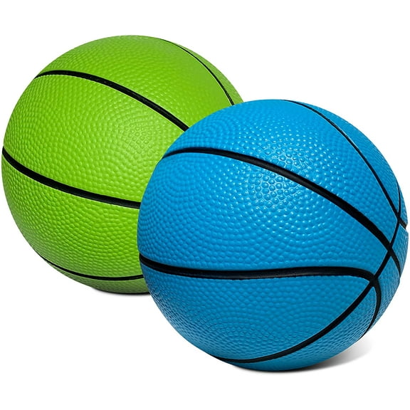 6 Inch Mini Basketball 2-Pack - Quiet Indoor Foam Basketball Set for Mini Hoops - Ideal for Over The Door Hoop Sets - Suitable for All Ages - Squishy Play Experience - Green and Blue