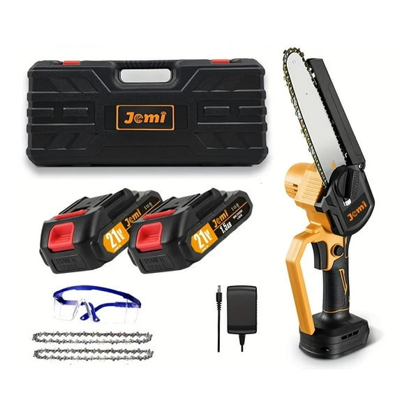 6-Inch Mini Chainsaw Cordless Electric Brushless Chainsaw with 2 Batteries, Carry Case & Auto Lubrication for Tree Trimming & Woodcutting