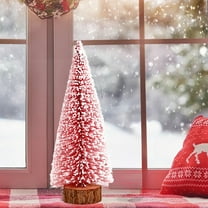 6 Inch Mini Christmas Tree Tiny Snow Flocked Tabletop Tree with Wood Base Micro Landscape Desktop Decor for Office Desk Shelf Christmas Village Diorama Festive Home Accent