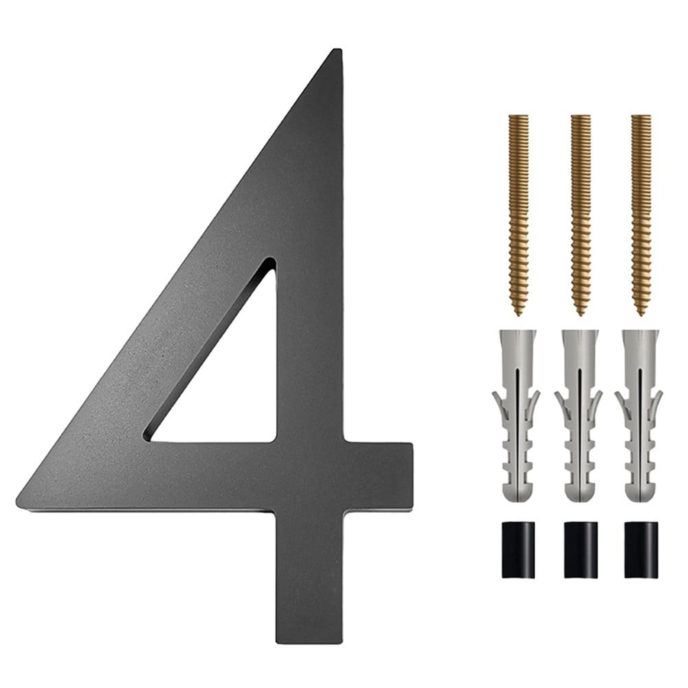 6 Inch Modern Floating House Numbers Door Black Shadow Home Address