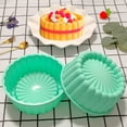 thumbnail image 1 of 6-Inch Multi-Fold Sunflower Silicone Cake Mold | Floral Lace Baking Pan for Pastries & Bread | Oven, Microwave, Dishwasher & Refrigerator Safe | Pink, Blue, Green Colors, 1 of 7