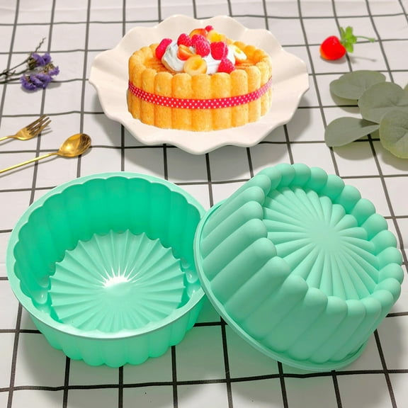 6-Inch Multi-Fold Sunflower Silicone Cake Mold | Floral Lace Baking Pan for Pastries & Bread | Oven, Microwave, Dishwasher & Refrigerator Safe | Pink, Blue, Green Colors