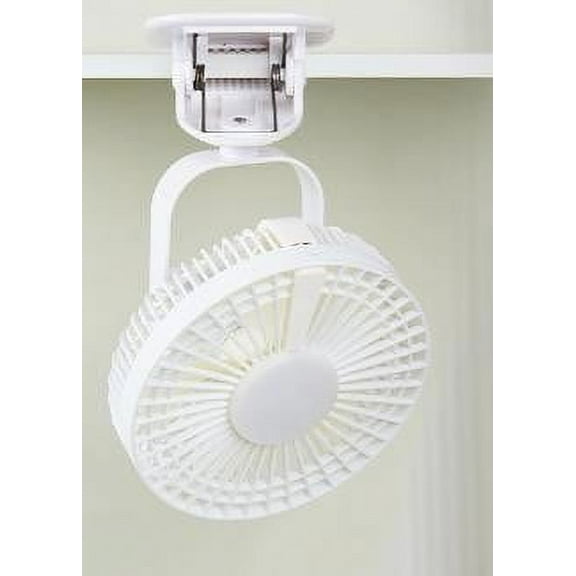​6-Inch Multi-Position Fan with Night Light - Wall/Desk/Ceiling Mount Mini Fan - USB-Powered Oscillating Fan for Bedroom, Kitchen & Camping (LED Light, Adjustable Tilt)​​ white