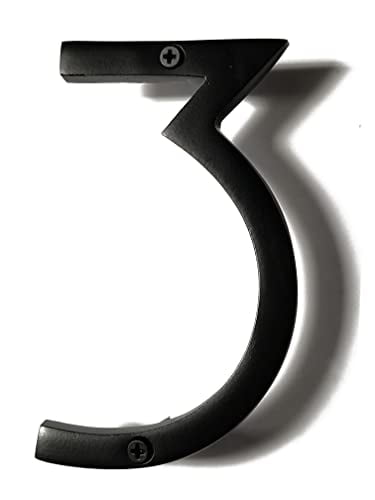 6 Inch Black Aluminum Floating House Number with Pre-printed Numbers