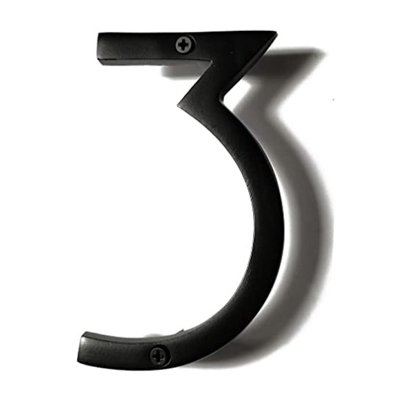 6 Inch NACH Floating Mount Shadow House Address Number For Outside or Inside, Metal Modern House Numbers For Mailbox, Front Door, Maximum Rust Protection, Black Aluminum, Number 3, HH-SDW6-BLK-3