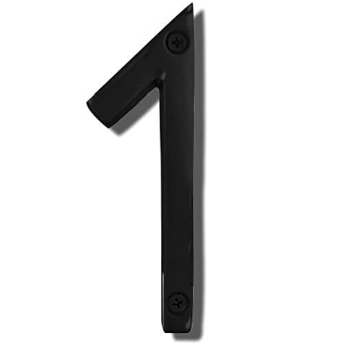 6 Inch NACH Floating Mount Shadow House Address Number For Outside or Inside, Metal Modern House Numbers For Mailbox, Front Door, Maximum Rust Protection, Black Aluminum, Number 1, HH-SDW6-BLK-1