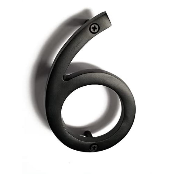 6 Inch NACH Floating Mount Shadow House Address Number For Outside or Inside, Metal Modern House Numbers For Mailbox, Front Door, Maximum Rust Protection, Black Aluminum, Number 6, HH-SDW6-BLK-6