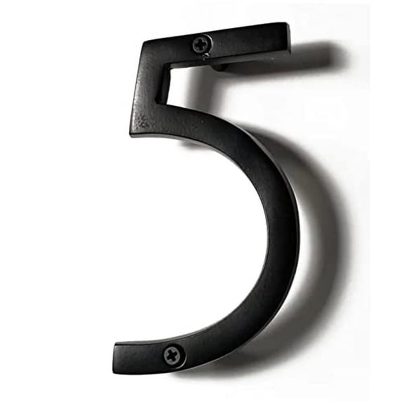 6 Inch NACH Floating Mount Shadow House Address Number For Outside or Inside, Metal Modern House Numbers For Mailbox, Front Door, Maximum Rust Protection, Black Aluminum, Number 5, HH-SDW6-BLK-5