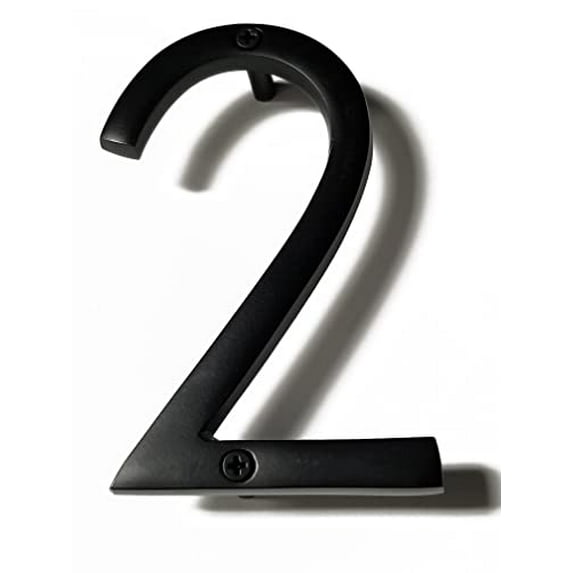 6 Inch NACH Floating Mount Shadow House Address Number For Outside or Inside, Metal Modern House Numbers For Mailbox, Front Door, Maximum Rust Protection, Black Aluminum, Number 2, HH-SDW6-BLK-2