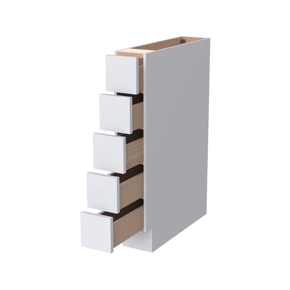 6 Inch Narrow Solid Wood 5-Drawer Assembled Kitchen Base Cabinet, Spice Organizer ,White H34.5 x D24