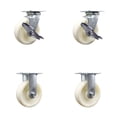 thumbnail image 1 of 6 Inch Nylon Caster Set with Ball Bearings 2 Brakes 2 Rigid Service Caster, 1 of 2