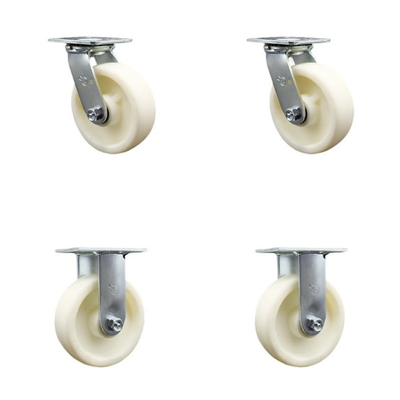 6 Inch Nylon Caster Set with Ball Bearings 2 Swivel Lock 2 Rigid Service Caster