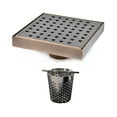 thumbnail image 1 of 6 Inch Oil Rubbed Bronze Square Shower Drain with Hair Trap Set (2 Designs), 1 of 7