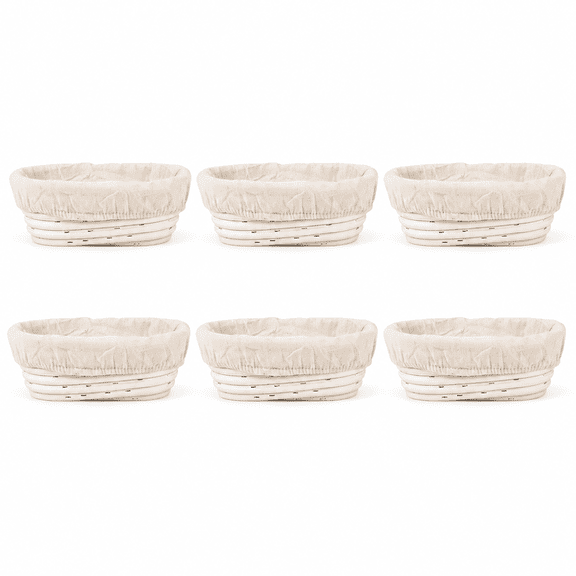 6 Inch Oval Banneton Bread Proofing Baskets with Cloth Liners