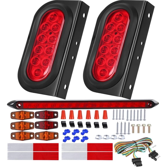 6 Inch Oval  Trailer Lights Kit with Mounting Bracket, Sealed Submersible Stop  Trailer Tail Light Kit, Lights Bar and Wiring Harness for Boat RV