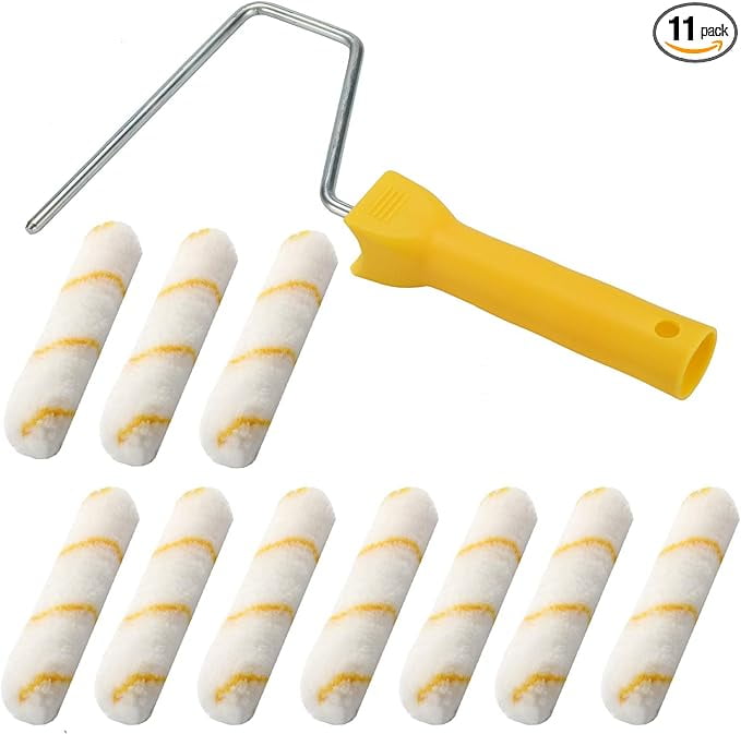 6-Inch Mini Paint Roller Kit - 11-Piece Set With 10 Covers & Frame For Small Projects & Tight Spaces