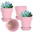 thumbnail image 1 of 6 Inch Peach Pink Terracotta & Clay Pots for Plant with Saucer - 4 Pack Medium Terra Cotta Planter with Drainage Hole, Flowerpot for Indoor Outdoor Plants, Crafts, Wedding Favor, 1 of 5