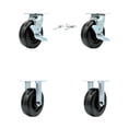 thumbnail image 1 of 6 Inch Phenolic Caster Set with 2 Brakes/Swivel Lock 2 Rigid Service Caster, 1 of 2