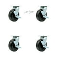 thumbnail image 1 of 6 Inch Phenolic Caster Set with Ball Bearings 4 Brake 2 Swivel Lock SCC, 1 of 2