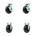 thumbnail image 1 of 6 Inch Phenolic Caster Set with Roller Bearings 2 Brakes 2 Rigid Service Caster, 1 of 2