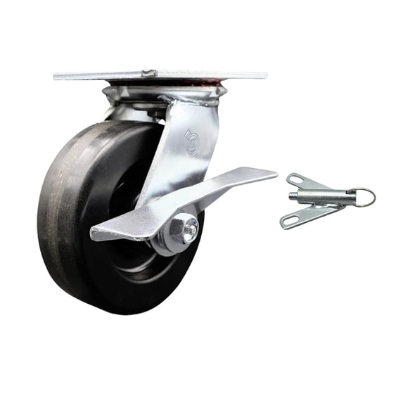 6 Inch Phenolic Caster with Roller Bearing and Brake/Swivel Lock Service Caster