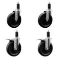 thumbnail image 1 of 6 Inch Phenolic Swivel 1-1/4 Inch Expanding Stem Caster Set 2 Total Lock Brakes, 1 of 2