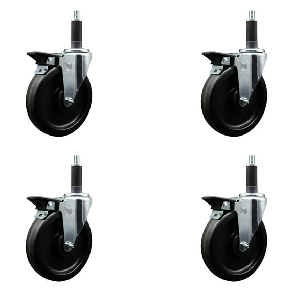 6 Inch Phenolic Swivel 1 Inch Expanding Stem Caster Set with Brake SCC