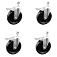 thumbnail image 1 of 6 Inch Phenolic Swivel 10mm Threaded Stem Caster Set with Total Lock Brake, 1 of 2