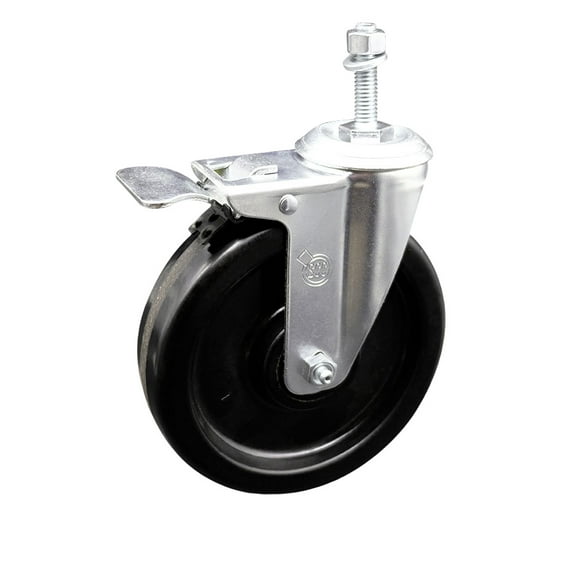 6 Inch Phenolic Swivel 10mm Threaded Stem Caster with Total Lock Brake SCC