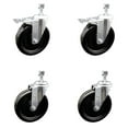 thumbnail image 1 of 6 Inch Phenolic Swivel 12mm Threaded Stem Caster Set 2 Total Lock Brake SCC, 1 of 2