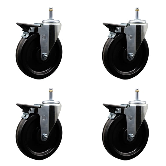 6 Inch Phenolic Swivel 7/16 Inch Grip Ring Stem Caster with Total Lock Brake SCC