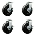 thumbnail image 1 of 6 Inch Phenolic Swivel Caster Set with Roller Bearings and Brakes SCC, 1 of 2