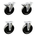 thumbnail image 1 of 6 Inch Phenolic Swivel Top Plate Caster Set with 2 Brakes 2 Rigid Service Caster, 1 of 2