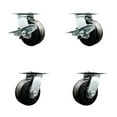 thumbnail image 1 of 6 Inch Phenolic Wheel Heavy Duty Top Plate Swivel Caster Set with 2 Brakes SCC, 1 of 2