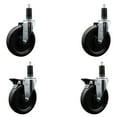 thumbnail image 1 of 6 Inch Phenolic Wheel Swivel 1-1/4 Inch Expand Stem Caster Set 2 Brakes SCC, 1 of 2