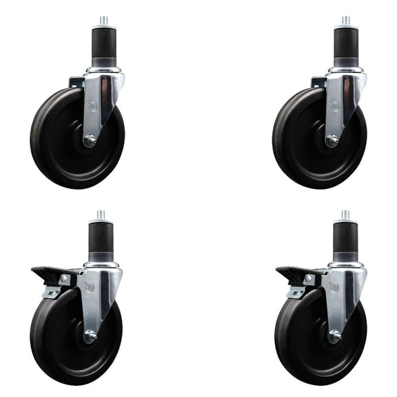 6 Inch Phenolic Wheel Swivel 1-5/8 Inch Expand Stem Caster Set 2 Brakes SCC