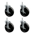 thumbnail image 1 of 6 Inch Phenolic Wheel Swivel 3/4 Inch Threaded Stem Caster Set with Brake SCC, 1 of 2