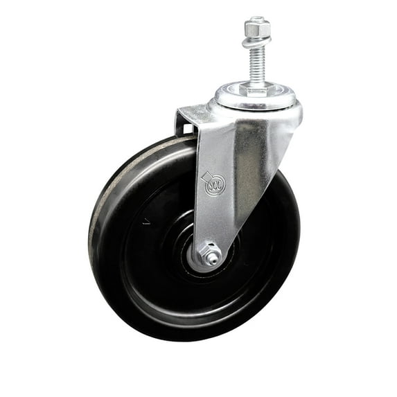 6 Inch Phenolic Wheel Swivel 3/8 Inch Threaded Stem Caster Service Caster Brand