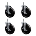 thumbnail image 1 of 6 Inch Phenolic Wheel Swivel 5/8 Inch Threaded Stem Caster Set with Brake SCC, 1 of 2