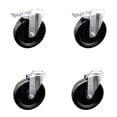thumbnail image 1 of 6 Inch Phenolic Wheel Swivel Bolt Hole Caster Set with 2 Total Lock Brake SCC, 1 of 2