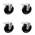 thumbnail image 1 of 6 Inch Phenolic Wheel Swivel Bolt Hole Caster Set with Total Lock Brake SCC, 1 of 2