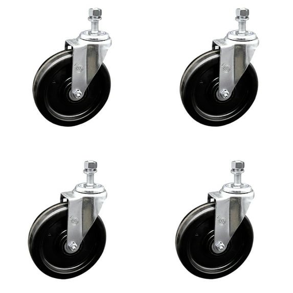 6 Inch Phenolic Wheel Swivel ½ Inch Threaded Stem Caster Set Service Caster
