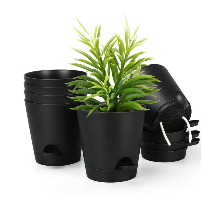 4 Pack) 6-inch Indoor/Outdoor Resin Flower Planter, Black Pots for Plants Flower  Pot Succulent Pot Plant Pots Bonsai Pot - AliExpress